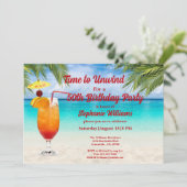 50e verjaardag zomer cocktail strand partij kaart (Staand voorkant)