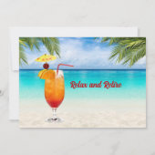 50e verjaardag zomer cocktail strand partij kaart (Achterkant)