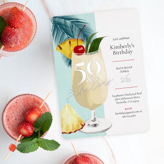 50e verjaardag Zomer Groene Cocktail Party Folie Uitnodiging