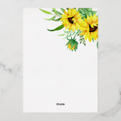 50e verjaardag Zonnebloem | Eucalyptus Floral Folie Uitnodiging (Achterkant)