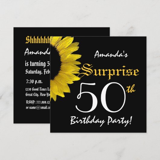 50e verjaardag Zonnebloem G301 Kaart (Voorkant / Achterkant)