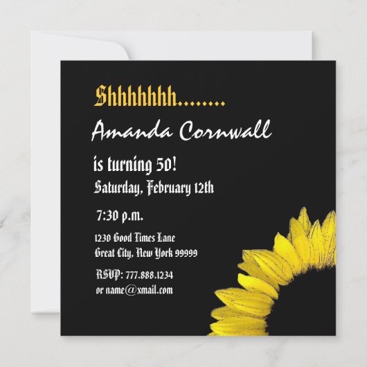 50e verjaardag Zonnebloem G301 Kaart (Achterkant)