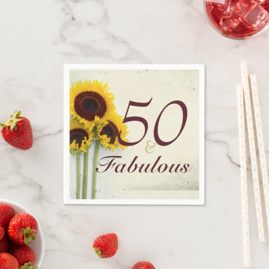 50e verjaardag Zonnebloem Rustic party Servet (Insitu)
