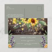 50e verjaardag Zonnebloem Salie Rustieke verjaarda Uitnodiging Briefkaart (Voorkant / Achterkant)