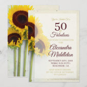 50e verjaardag Zonnebloem Uitnodiging (Voorkant / Achterkant)