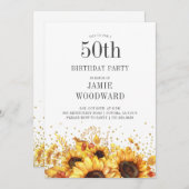 50e verjaardag Zonnebloemen Kaart (Voorkant / Achterkant)