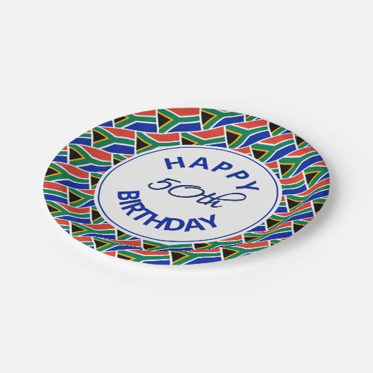 50e verjaardag ZUID-AFRIKA VLAG Custom Papieren Bordje (Gekanteld)
