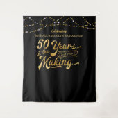 50e verjaardag Zwart en Goud Foto-achtergrond Wandkleed (Voorkant)