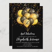 50e verjaardag zwart en goud kaart (Voorkant / Achterkant)