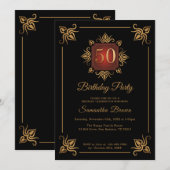 50e verjaardag zwart en goud kaart (Voorkant / Achterkant)