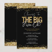 50e verjaardag, zwart en goud kaart (Voorkant / Achterkant)