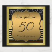 50e verjaardag zwart en goud sparkling wijnetiket (Enkel label)