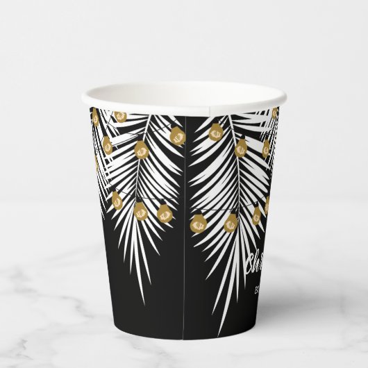 50e verjaardag zwart en goud tropisch papieren bekers (Rechts)