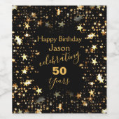 50e verjaardag zwart en goud wijn etiket (Enkel label)