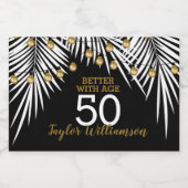 50e verjaardag, zwart en gouden mini sparkling wijnetiket (Enkel label)