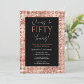50e verjaardag zwart en Roos Gold Shimmer Kaart (Staand voorkant)