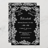 50e verjaardag zwart en wit botanische bloem kaart (Voorkant / Achterkant)