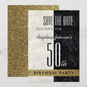 50e verjaardag Zwart en Wit Save The Date (Voorkant / Achterkant)