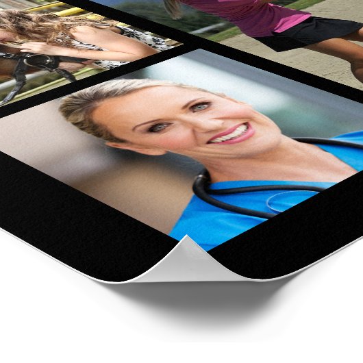 50e verjaardag zwart goud 21 foto's juichen voor j poster (Hoek)