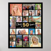 50e verjaardag zwart goud 21 foto's juichen voor j poster (Voorkant)