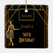 50e verjaardag zwart goud bruisende jaren 1920 art keramisch ornament (Achterkant)