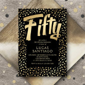 50e verjaardag Zwart Goud Confetti Kaart