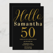 50e verjaardag zwart goud elegante partij kaart (Voorkant / Achterkant)