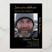 50e verjaardag zwart goud folie uitnodiging (Voorkant)