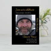 50e verjaardag zwart goud folie uitnodiging (Staand Voorkant)