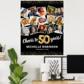 50e verjaardag zwart goud fotofeest poster (Thuiskantoor)