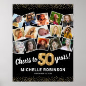50e verjaardag zwart goud fotofeest poster (Voorkant)