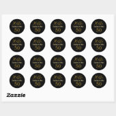 50e verjaardag Zwart Goud Gepersonaliseerde Verjaa Ronde Sticker (Vel)