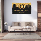 50e verjaardag zwart goud glitter druppelt naam spandoek