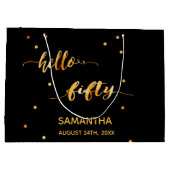 50e verjaardag zwart goud hallo 50 typografie groot cadeauzakje (Achterkant)