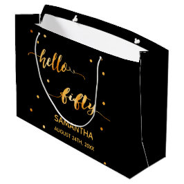 50e verjaardag zwart goud hallo 50 typografie groot cadeauzakje