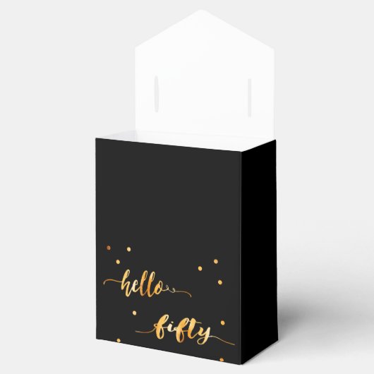 50e verjaardag zwart goud hallo naamscript 50 bedankdoosjes (Geopend)