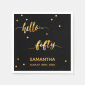 50e verjaardag zwart goud hallo naamscript 50 servet (Voorkant)