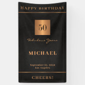 50e verjaardag zwart goud Happy Birthday party Spandoek (Verticaal)