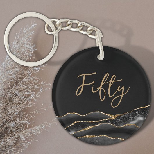 50e verjaardag zwart goud Hartelijk dank voor uw k Sleutelhanger