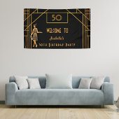 50e verjaardag zwart goud in de kunstdecostijl van spandoek