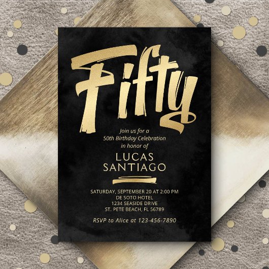 50e verjaardag zwart goud kaart
