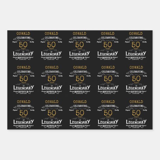 50e verjaardag zwart goud legendarische retro inpakpapier vel (Voorkant 3)