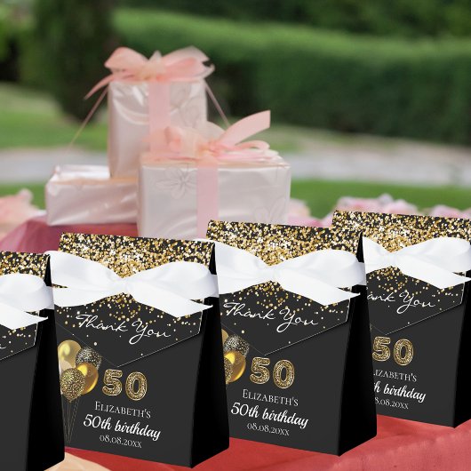 50e verjaardag zwart goud luipaard dank u bedankdoosjes
