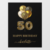 50e verjaardag zwart goud luipaard naam script raamsticker (Vel)