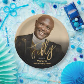 50e verjaardag zwart goud moderne chique aangepast papieren bordje (Feest)