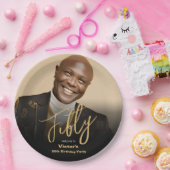 50e verjaardag zwart goud moderne chique aangepast papieren bordje (Feest)