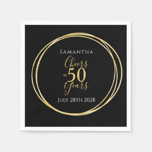 50e verjaardag Zwart Goud Proost aan 50 Jaar Feest Servet