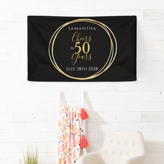 50e verjaardag Zwart Goud Proost aan 50 Jaar Feest Spandoek (Insitu)