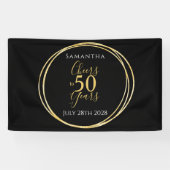 50e verjaardag Zwart Goud Proost aan 50 Jaar Feest Spandoek (Horizontaal)