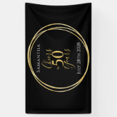50e verjaardag Zwart Goud Proost aan 50 Jaar Feest Spandoek (Verticaal)